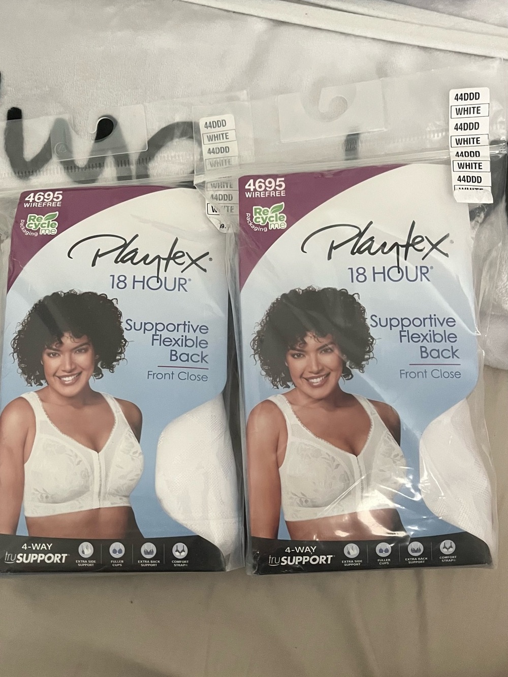 Playtex 18 Hour Front-Close Wirefree Bra in White - Supportive Flexible Back